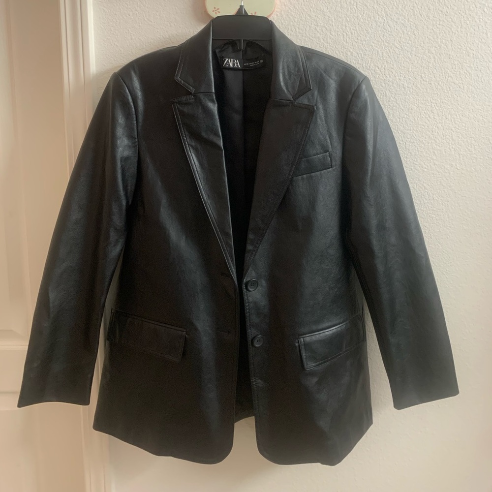 Zara Oversized Leather Blazer